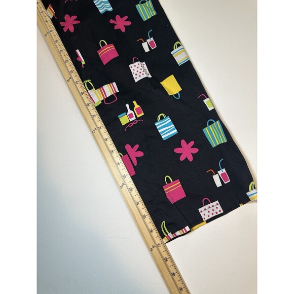 VTG‎ Randi M. Colorful Artsy Shopping Bags Drinks Floral Fun Pants Women's 12 - Picture 7 of 7